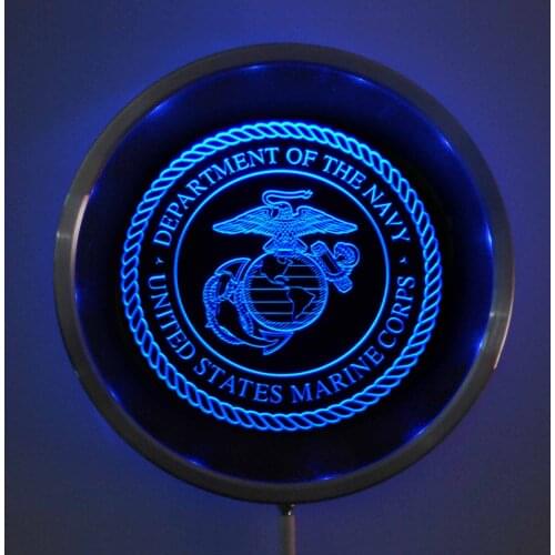 Rs-f0099 US Marine Corp LED Neon Light Round Signss 25cm/ 10 Inch - Bar Signs with RGB Multi-Color Remote Wireless Control
