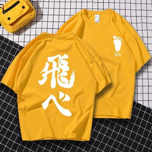 Haikyuu Karasuno Fly High T-Shirt Men Cotton T Shirt 2021 Anime Bokuto Oya Tee T-Shirt Manga Volleyball Short Sleeve Tops Male