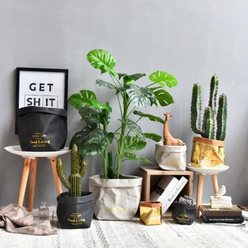 Kraft Paper Bag Container Cosmetic Makeup Brush Cup Holder Organizer Pencil Pen Case Flowerpot Planter Bags Reusable Washable