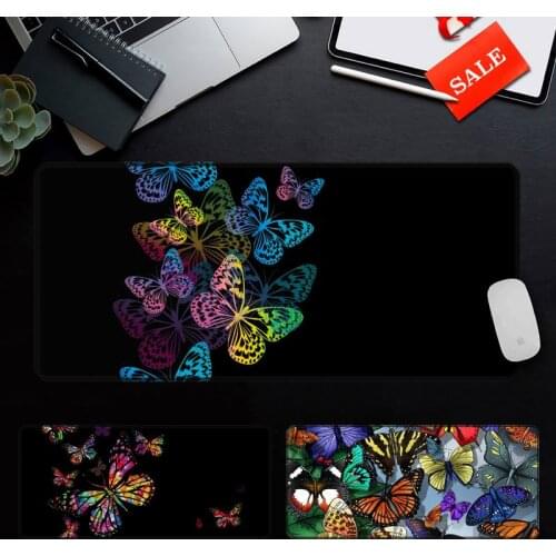 Butterfly Pattern Beautiful Anime Mouse Mat Computer Gaming Mousepad Anti-slip Natural Rubber with Locking Edge Gaming Mouse Mat