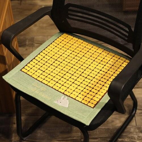 Summer Bamboo Seat Cushions Printed Rabbit Cat Heat Insulation Breathable Cooling Mat Chair Square Cushion For Home Office Car