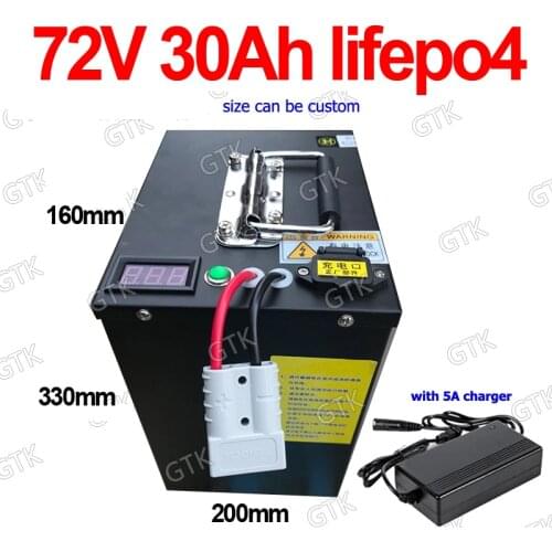 GTK lithium 72v 30ah lifepo4 battery pack deep cycle with BMS 24S for 5000w 3000w bike scooter Tricycle motorcycle +5A charger