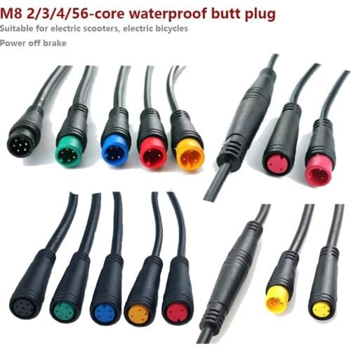 M8 Electric bicycle waterproof butt plug connector wiring line Scooter brake cable pluger signal connecting sensor 2/3/4/5/6pin
