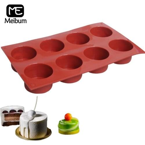 Meibum 8 Cavity Cylinder Shape Silicone Mold Handmade Cupcake Chocolate Dessert Mould Muffin Mousse Modle Baking Pastry Tools