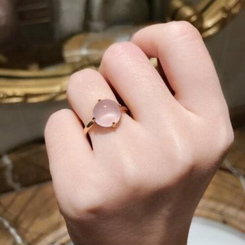 MOONROCY Free Shipping Fashion Jewelry Wholesale Rose Gold Color Pink Opal Wedding Crystal Ring for Women Gift Drop Shipping