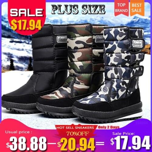 Winter Boots Men High-top Water-resistant Cotton Shoes Male Plus Velvet Warm Couple Snow Boots Northeast Outdoor Casual Shoes