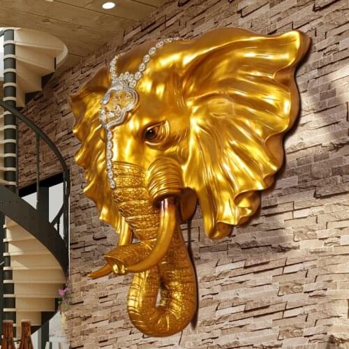 European style retro elephant head wall pendant home living room wall shop bar aisle animal ornament