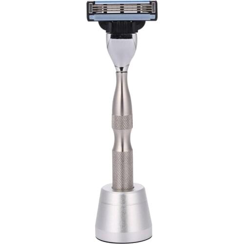 Stainless Steel Safety Razor Handle Only Men Shaving Manual Shaver Stand Razors Holder Kit