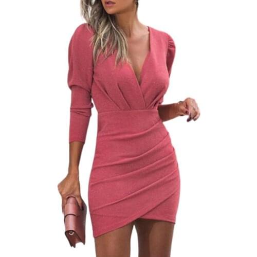 2021 New Waist Slimming Solid Color V-neck Long Sleeve Tight Dress Maternity Clothes Maternity Gown Maternity Dresses