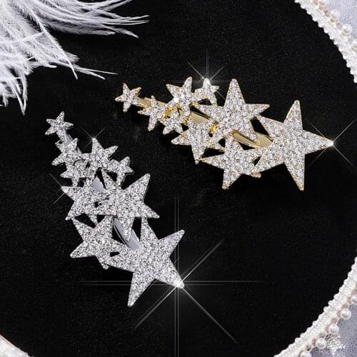 New Shiny Star Barrettes Rhinestone Hairpins Hair Clip Sweet Headwear Hair Grip Hair Accessories For Women Girl Wedding