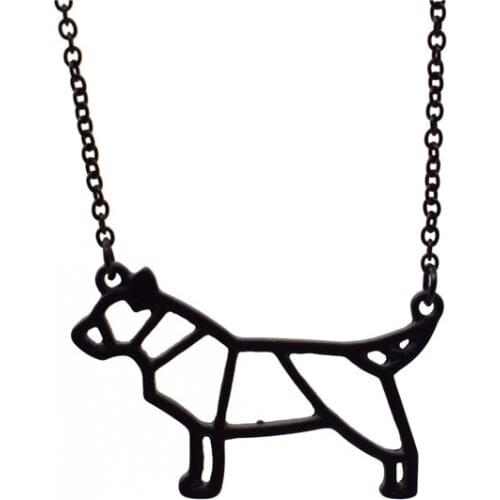 4 Colors Origami Bull Terrier Necklace Geometric Jewellery Bull Terrier Pendant Necklace Women Pet Dog Jewellery
