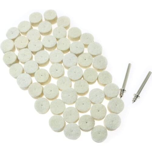 50pcs Wool Felt Polishing Buffing Pad 13x7mm with 2pcs Screw Mandrels Shank Rotary Tools Accessories for Dremel