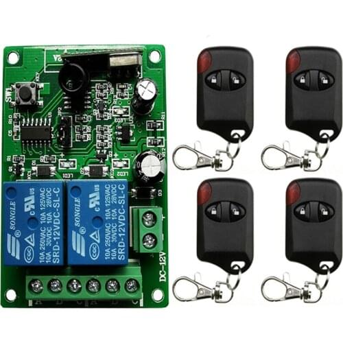 DC12V 24V 2CH 2 CH Wireless RF Remote Control Light Switch 10A Relay Output Radio Receiver Module + cats eye Transmitter