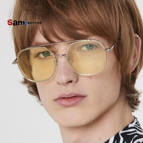 Samjune New Oversized Square Sunglasses Women Luxury Brand Designer Frame Transparent Gradient Glasses