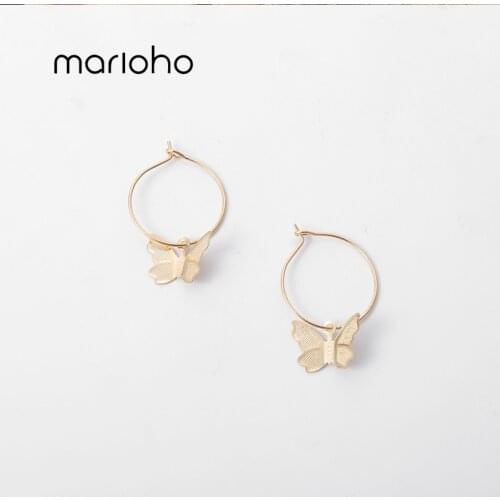 Marioho Ins Fashion Street Style Jewelry Creative Simple Pendant Earrings Ladies Fashion Butterfly Pendant Earrings Party