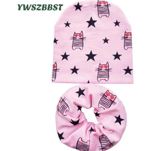 Baby Hat Fashion Cat Love Child Hat for Girls Sping Autumn Winter Boy Hats for Kids Cotton Cap Children Cap Scarf Collar Ring