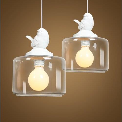 Nordic Modern Pendant Lamp Glass Bird Study Living Room Children Home E27 Pendant Lamp Luminaire Design Luminaire Suspension
