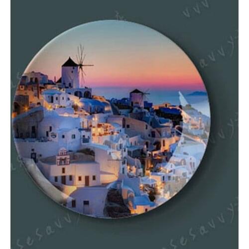 Mediterranean Decorative Painting Tray Hanging Plate Living Room Plate Wall Ceramic Dish Home Creation Christian Art Disc