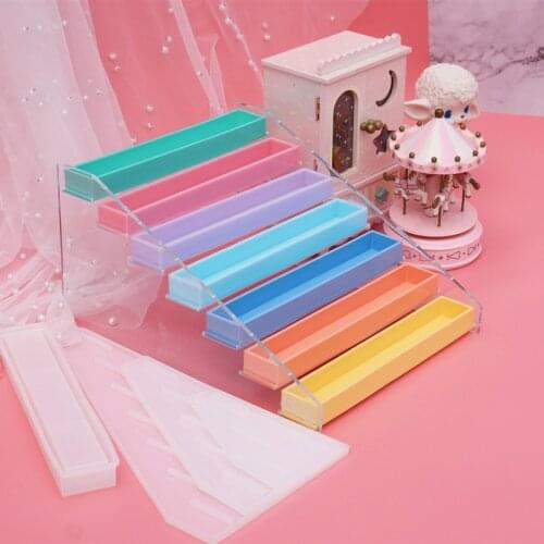 DIY Color Fine Glitter Powder Storage Rack Mold Crystal Epoxy Mirror Mold Storage Rack Lipstick Bracket Silicone Resin Mold