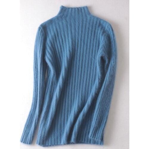 Super Warm 100% Mink Cashmere Sweaters and Pullovers Women Winter High Elasticity Soft Sweater Turtleneck Female Basic Pullovers