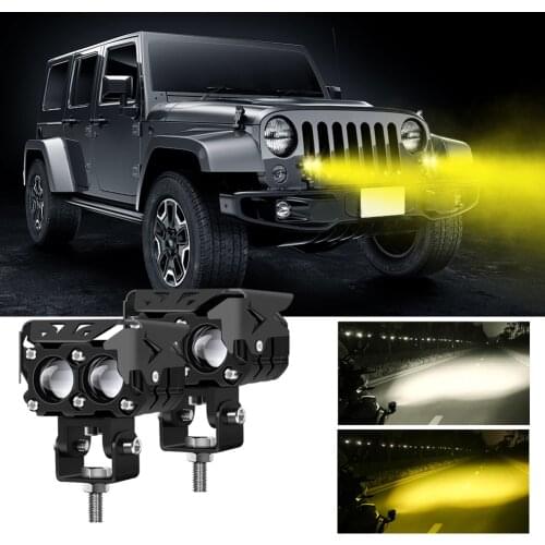 LED Motorcycle Auxiliary Light 9-30V 6000LM White Amber Hi Lo Beam Projector Light Motor Bicycle Fog spot Motorbike spotlights