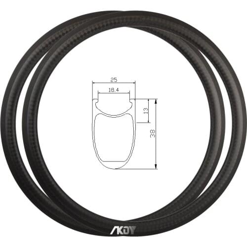 Carbon Clincher Rims 700c Size 38mm Depth 25mm Width Carbon Rims Road Bike V Brake Front 20H Rear 24H 700c Wheel