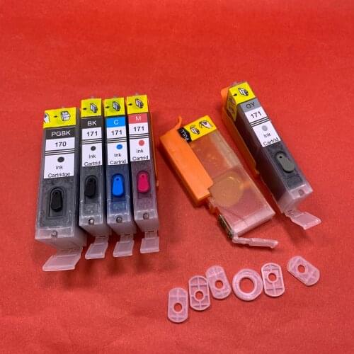 YOTAT 6pcs PGI-170XL Full Refillable ink cartridge PGI-170 CLI-171 for Canon PIXMA MG7710 printer