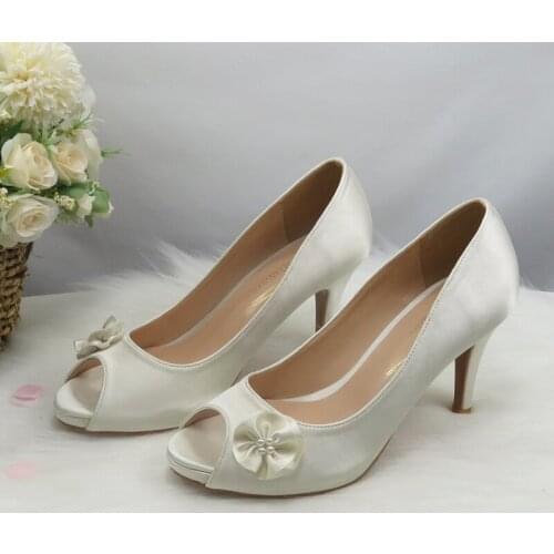 BaoYaFang Ivory Big size High Heel Open Toe Party Performance Shoes Fish Toe Platform shoes Woman Fashion High Pumps Shallow