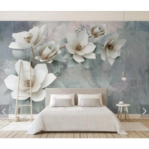 3D Embossed Flower Wallpaper Mural for Living Room Wall Paper Papel De Parede Home Decor Photo Floral Wall Papers Roll Custom