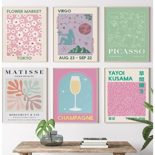 Abstract Matisse Picasso Zodiac Astrology Wall Art Canvas Painting Nordic Posters And Prints Wall Pictures For Living Room Decor