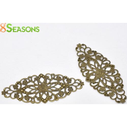 8SEASONS 30 Bronze Tone Filigree Flower Wraps Connector 8x3.5cm (B13806)
