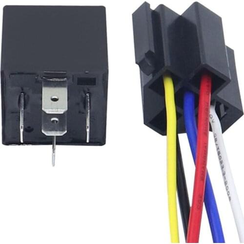 Waterproof Automotive Relay 12v 5pin 40a Car Relay 12v 4pin With Black Red Copper Terminal Auto Relay With Relay Socket