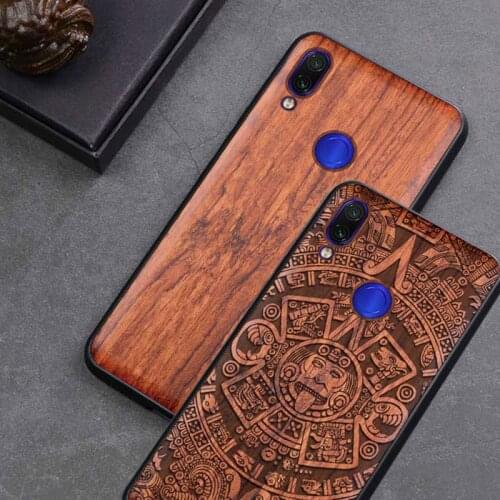 Redmi Note 7 Case Real Wood funda For Xiaomi Redmi Note 7 Note7 Pro Case Rosewood TPU Shockproof Back Cover Phone Shell