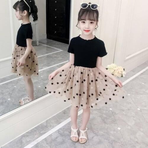 Kids Dresses for Girls Cotton Star Sequins Casual Girls Summer Dress 4 5 6 7 8 9 10 11 12 Years Children Toddler Teen Clothing