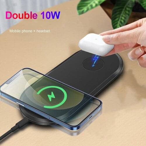 Double 10W Wireless Charger Desktop Fast Charging For iPhone Samsung Xiaomi Huawei USB Quick Chargers Phone Charger Pad Docks