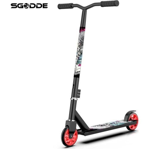 100kg 2 Wheels Foot Scooter Skateboard Aluminum Alloy Beginner Professional Extreme Riding Sports adult Stunt Graffiti Pattern