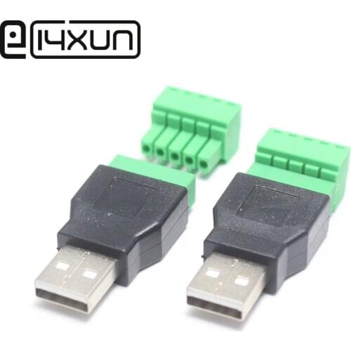 EClyxun 1Pcs USB 2.0 A Male to 5 Pin Screw Connector USB Jack with Shield USB2.0 Type to Screw Terminal Plug