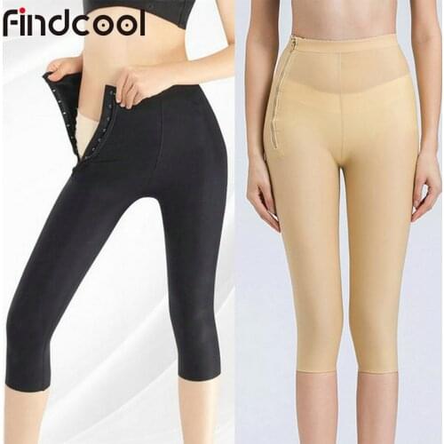 Findcool Women Slimming Shorts Zipper Pants Reducing Shapewear Training Cropped Trousers Waist Trainer Body Control