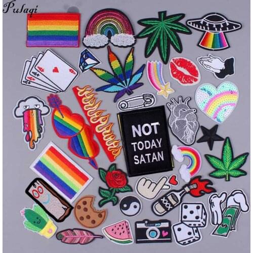 Gay Patch Flag Badge Cloth Iron On Patches For Clothing Rainbow Stickers Flower Fruit Badge Patches On Clothes Appliques DIY