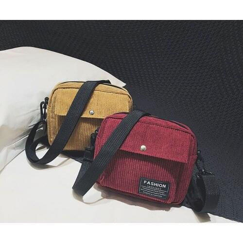 Women Canvas Flap Bag Preppy Style Student Shoulder Messenger Bag Small Corduroy Bag Casual Satchel Travel Purse Handbag HOT