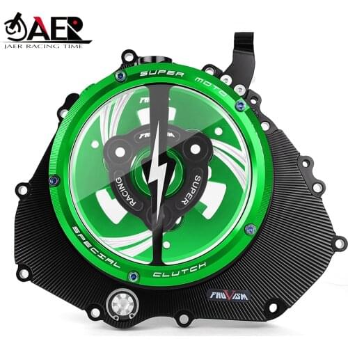 JAER For Kawasaki Ninja 400 Z400 2018-2021 CNC Racing Clear Clutch Cover and Spring Retainer R Z 400 2021 2020 2019 2018