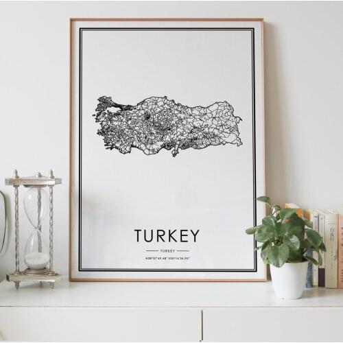 Turkey Country Road map Nordic Living Room Decoration Canvas Poster Modern Home Decor Art Print Painting