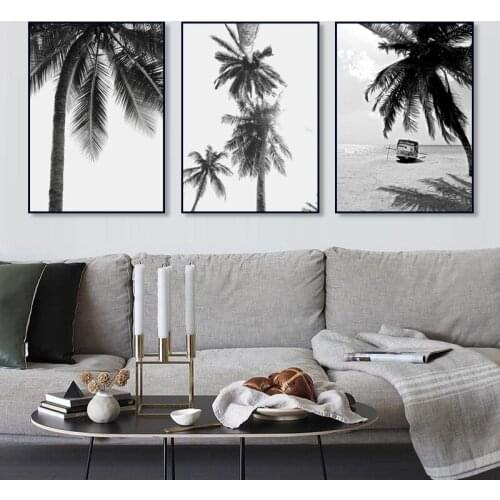 Plants Leaves Canvas Art Painting Landscape Posters Black White Palm Tree Prints Minimalist Wall Picture Modern Home Decoration
