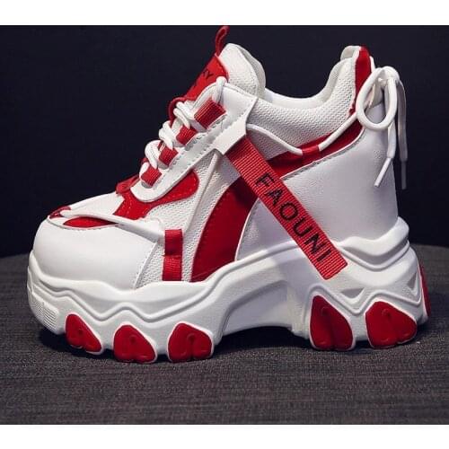 High Platform Women Sneakers 2021 Spring Stylish Thick Sole Casual Shoes 9CM Breathable Mesh Walking Shoes Woman Zapatos Mujer