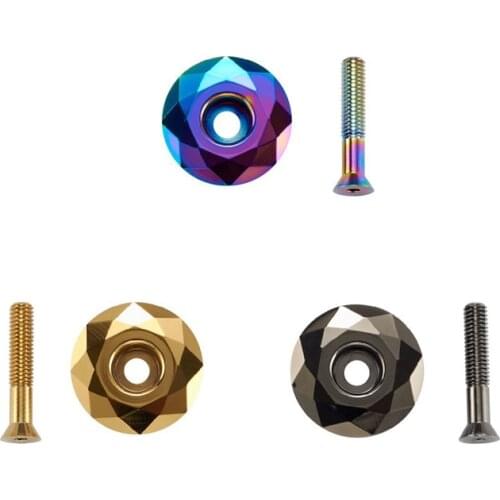 KRSEC 1pcs Mountain Bicycle Bowl Cover + Screw Stem Top Cap Cover Headset Screws Bicycle Cycling Accessories Set 3 colors