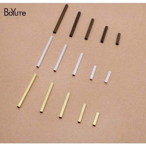 BoYuTe (500 Pieces/Lot) 10-15-20-25-30MM Length Metal Brass Square Tube Materials DIY Hand Made Jewelry Accessories