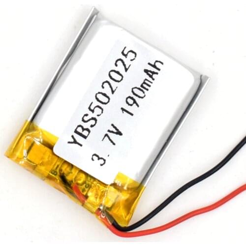 3.7V 190 mAh Li-Polymer Rechargeable Battery 502025 Li Po ion for GPS Bluetooth MP3 MP4 052025