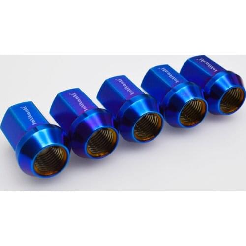 M14*1.5*35 Blue high strength full hex Gr5 titanium lug nut with cone seat