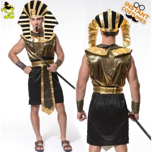 Adult Men Egypt Pharaoh Costume Cosplay Halloween Party Performance Egyptian Pharaoh Costumes Fancy Dress Egypt Pharaoh Clothes