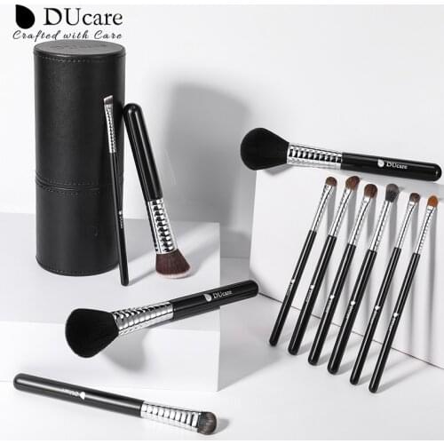 DUcare Professional Makeup Brush Set 11pcs High Quality Makeup Tools Kit with Top Leather Holder Copper Ferrule Makeup Brushes